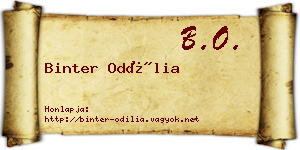 Binter Odília névjegykártya